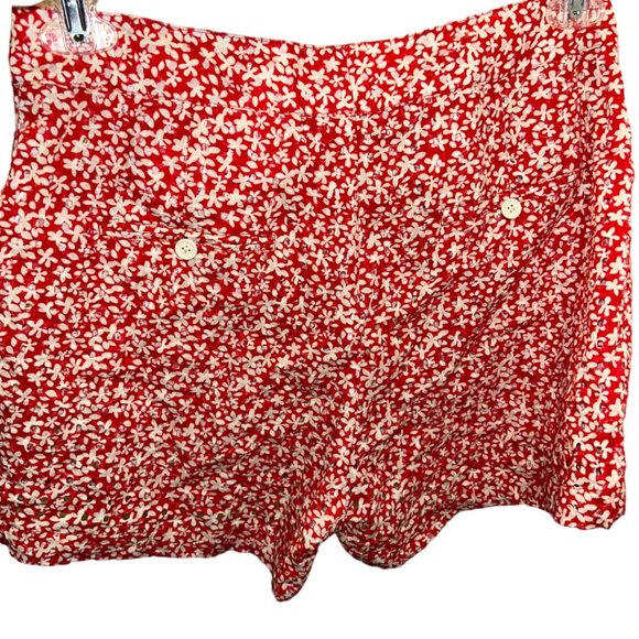 solid & Striped shorts red white laser cut red flower print cotton ADORA… - Picture 3 of 4